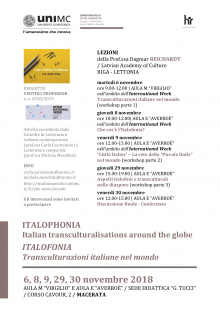 Visiting Program 2018 Workshops and Lectures by Prof. Dagmar Reichardt Visiting Professor 2018 D. Reichardt Università di Macerata